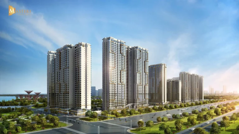 Phối cảnh các tòa tháp căn hộ Masteri Park Place – Phân khu CT5 tại The Global City, Thủ Đức.